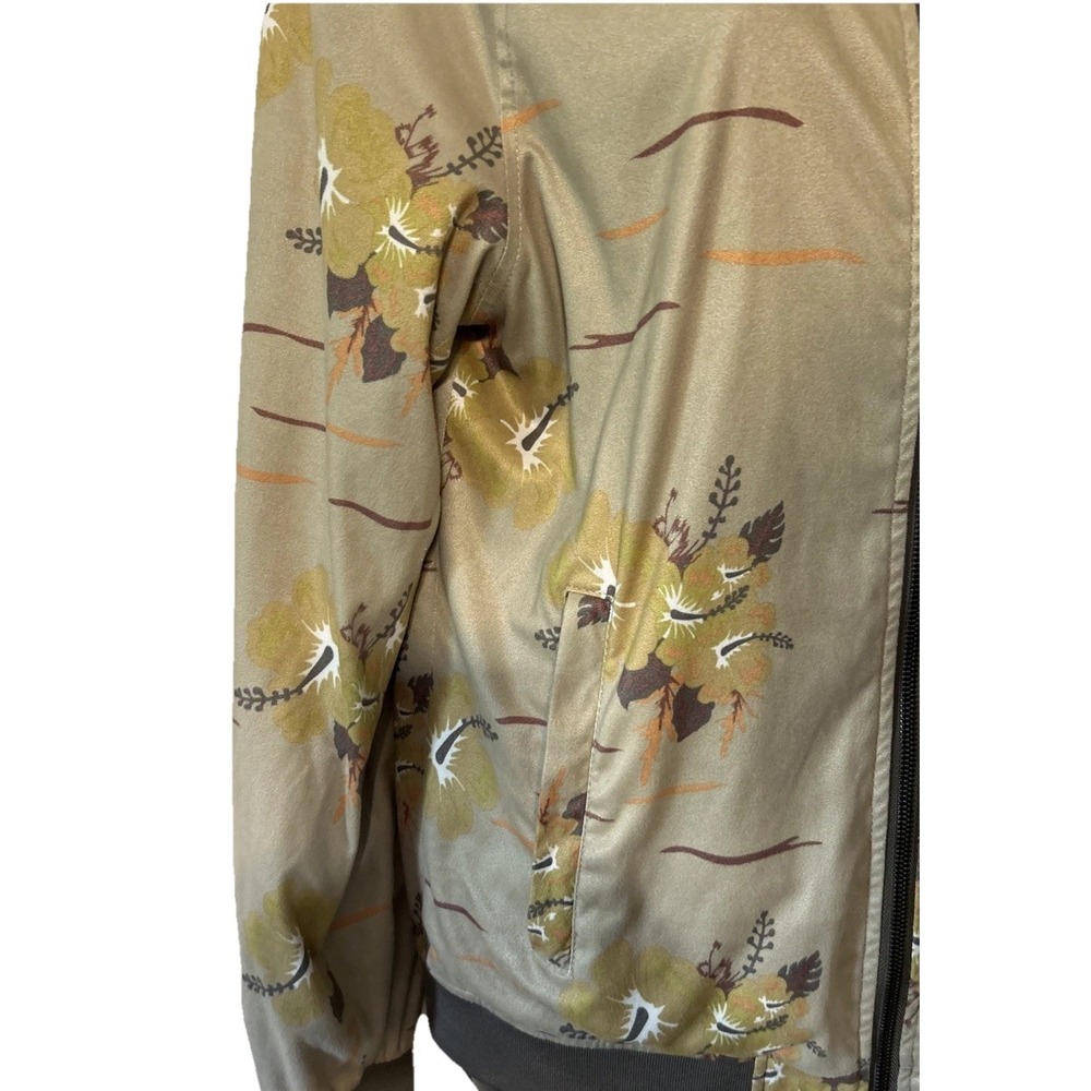 ZARA MAN Earth Tone Floral Bomber Flight Type Light Coat Jacket Size M Medium - Picture 4 of 8